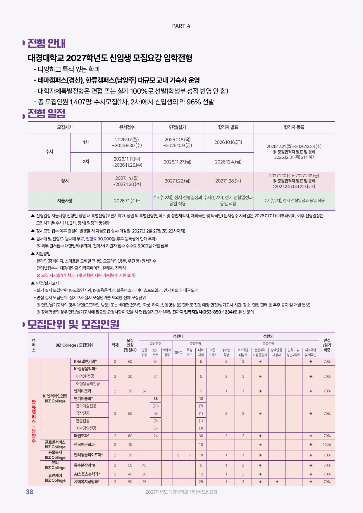 2027학년도 신입생 모집요강 38페이지
